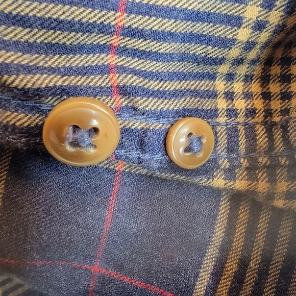 J.CREW‎ Scotch Plaid Flannel Button Down Cotton Shirt Slim Fit Men's Small Navy - Picture 7 of 15